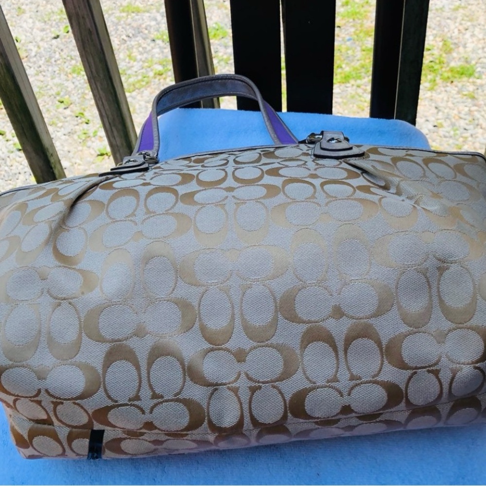 Coach Poppy Rocker Bag Signature Scribble Canvas Shoulder Tote - Picture 7 of 9